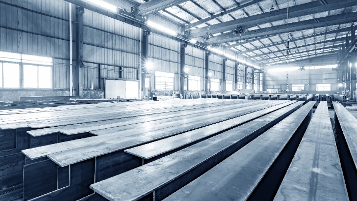 Steel longs in a building