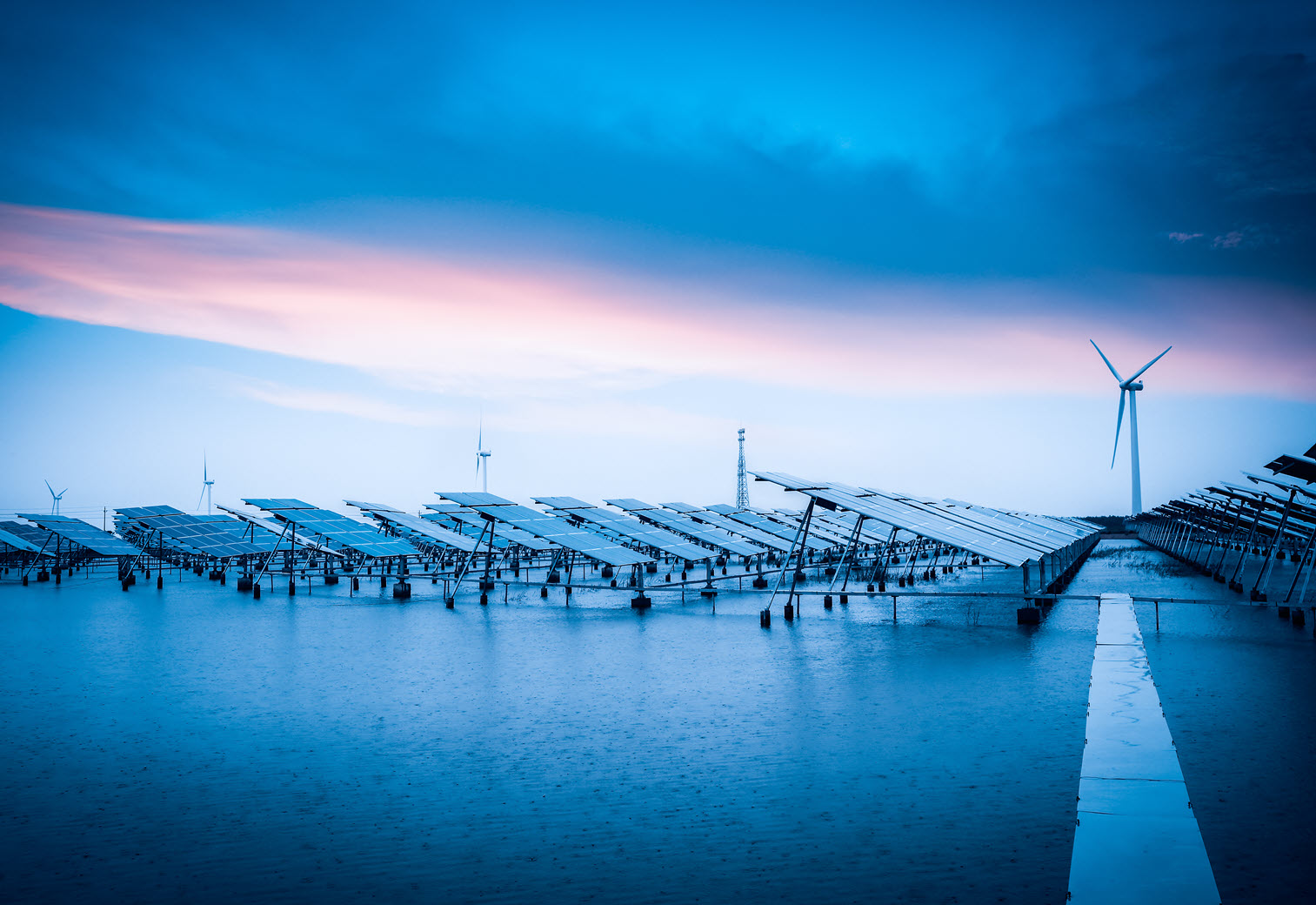 Solar panels and windmills