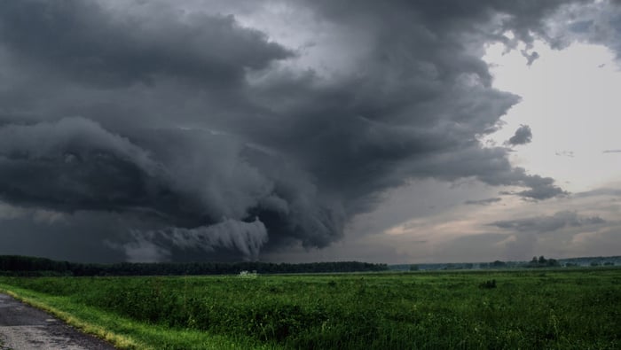 Storm clouds above a field